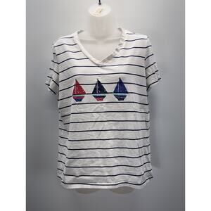 Sun Bay Sailboat Red White & Blue T-shirt Size Small Short Sleeves